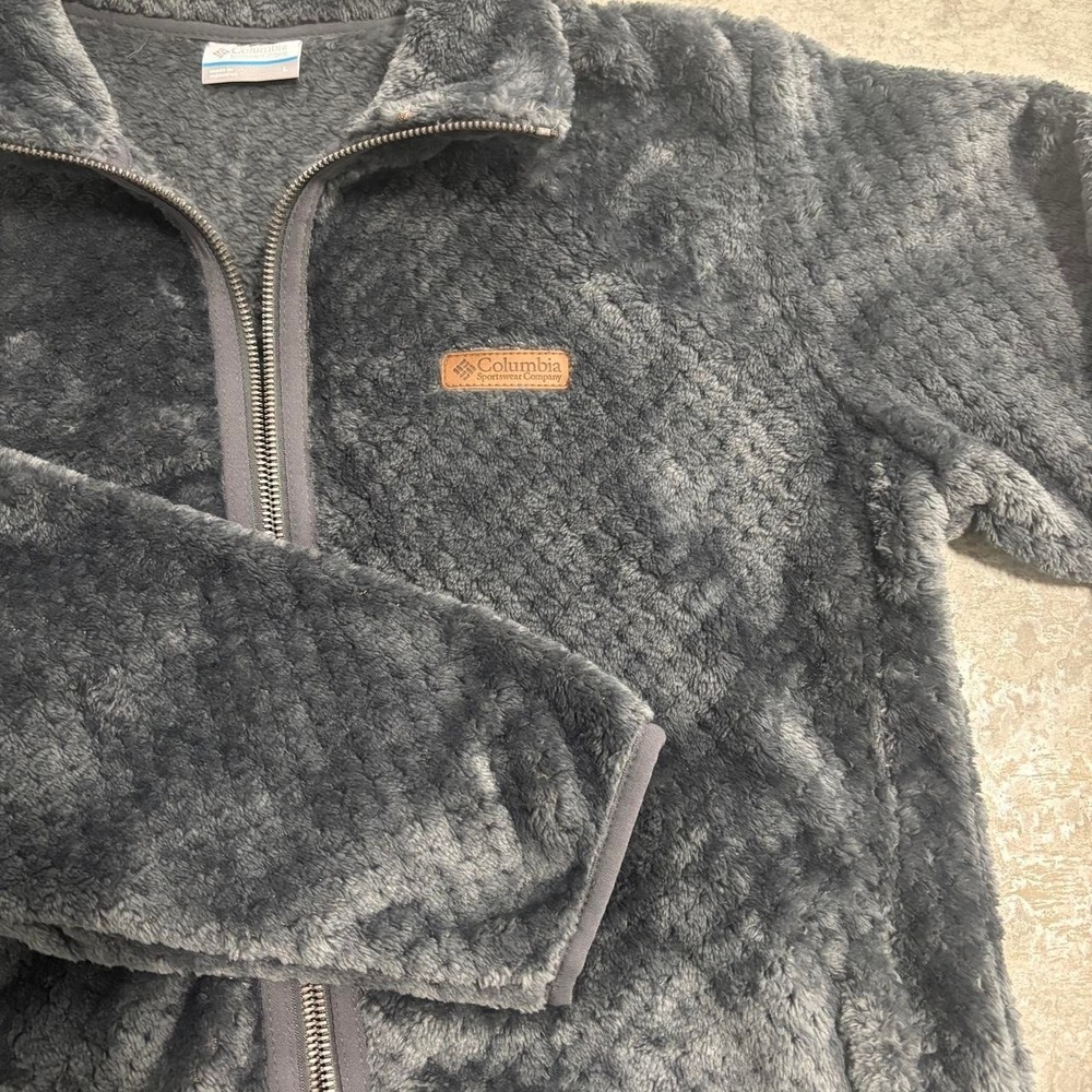 Columbia Sportswear Gray Fleece Jacket women's Large Full Zip Made in Indonesia